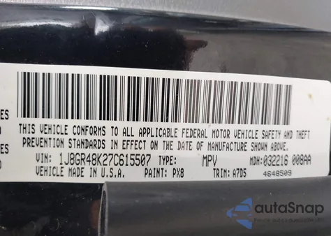 2007 Jeep Grand Cherokee Laredo from USA, damaged, VIN 1J8GR48K27C615507
